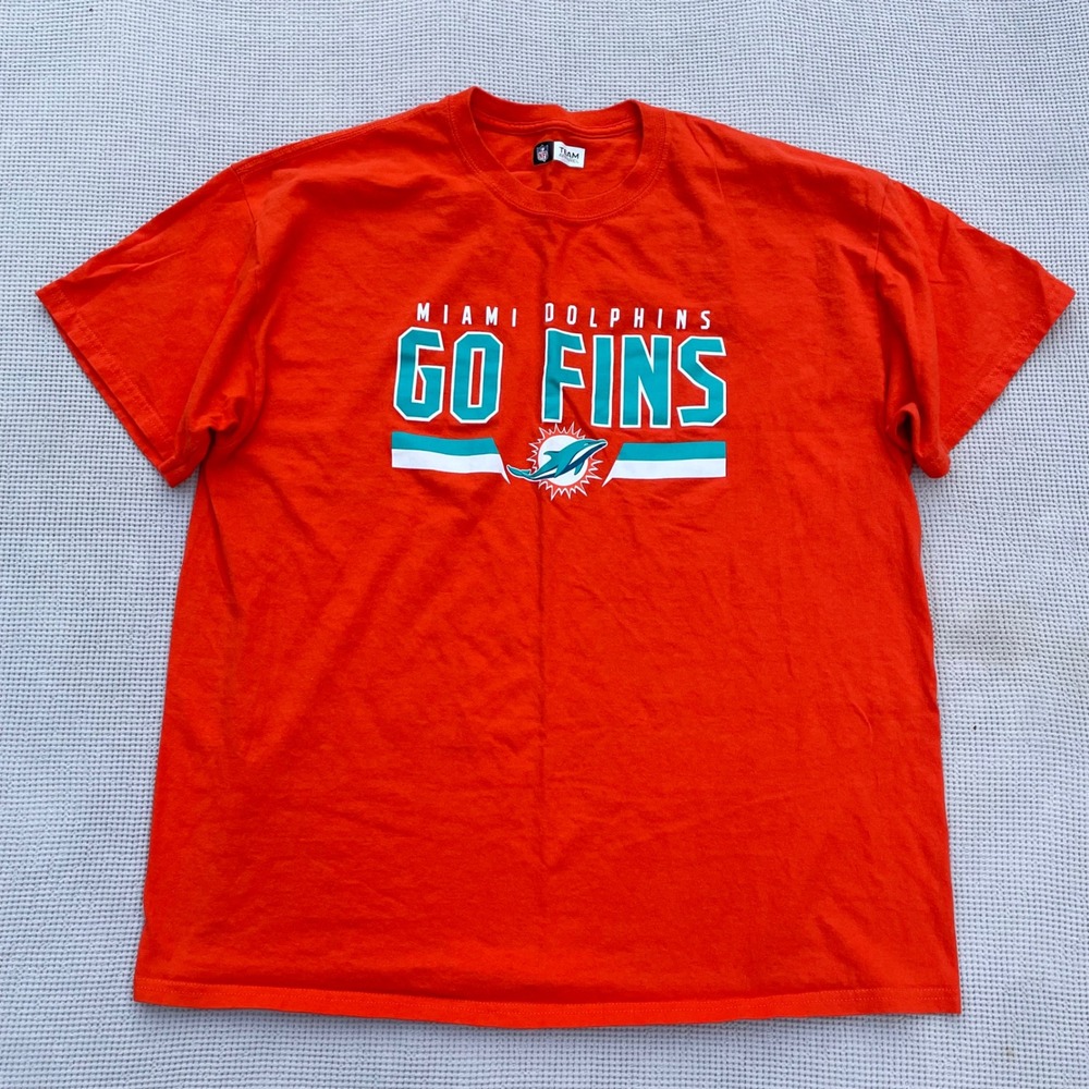 NFL Team Apparel Miami Dolphins Go Fins Orange T-Shirt Mens XL Graphic Tee